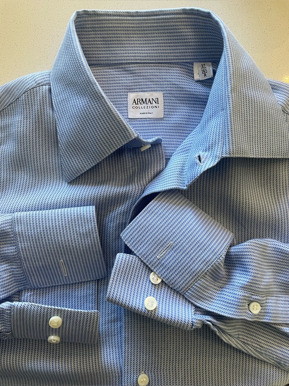Armani Collezioni - all cotton blue dress shirt Size 37 (14.5”neck)